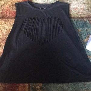 Black tank top with a ripped black heart